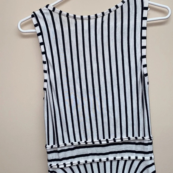 Max Studio strike white black midi sleeveless dress Sz m - Picture 5 of 9